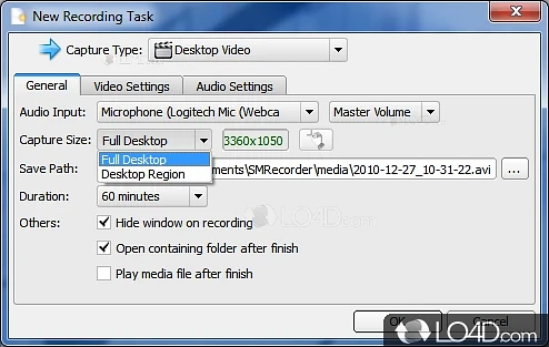 Desktop video recording program that supports AVI - Screenshot of SMRecorder