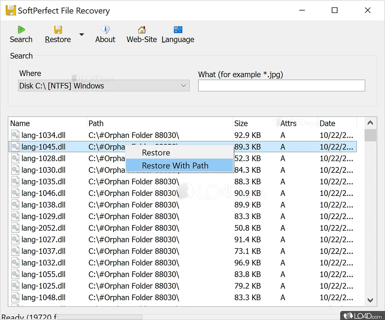 SoftPerfect File Recovery : rescue and restore accidentally deleted data