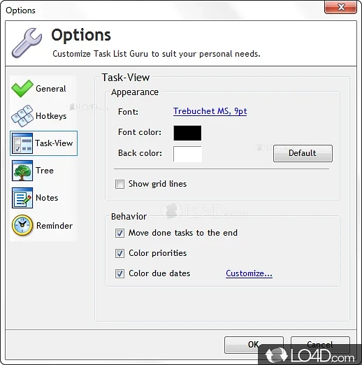 Task List Guru: User interface - Screenshot of Task List Guru