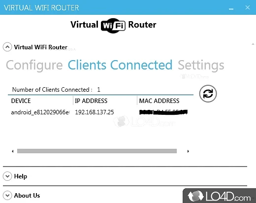 Quick and easy setup process - Screenshot of Virtual WiFi Router