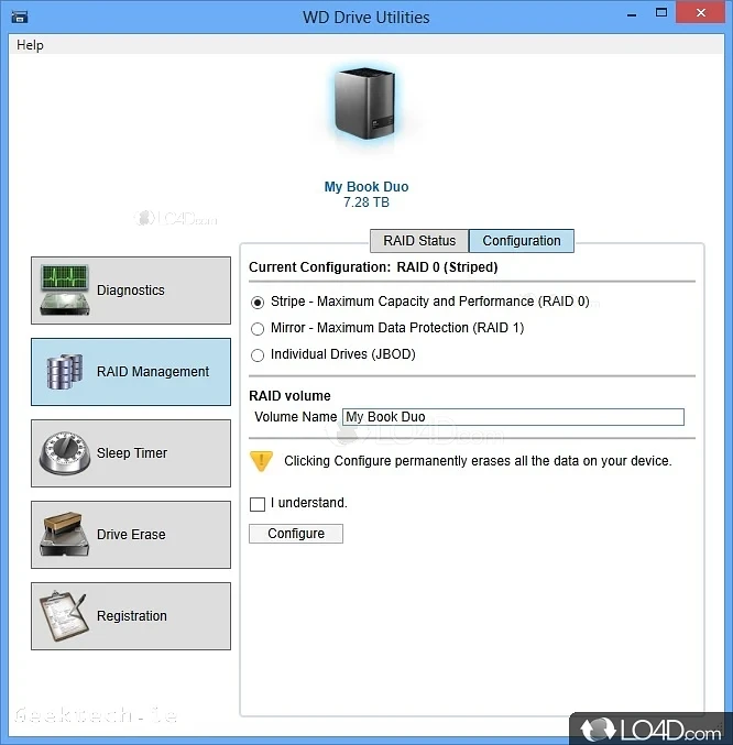 Allows you to check the hard drive's health and SMART status - Screenshot of WD Drive Utilities