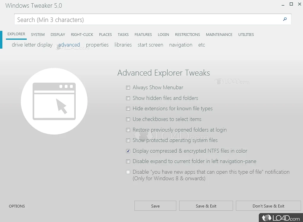 The upside of portable apps - Screenshot of Windows Tweaker