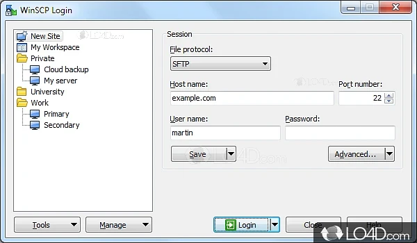 Extremely secure FTP client - Screenshot of WinSCP Portable