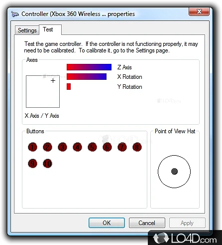 Xbox 360 Controller for Windows: User interface - Screenshot of Xbox 360 Controller for Windows