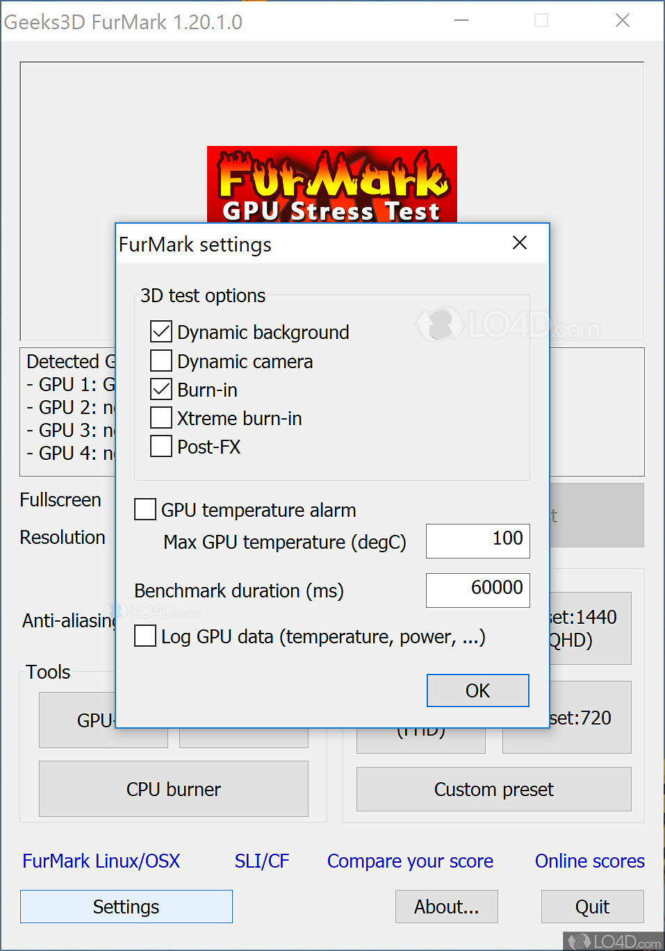 download the new for windows Geeks3D FurMark 1.37.2