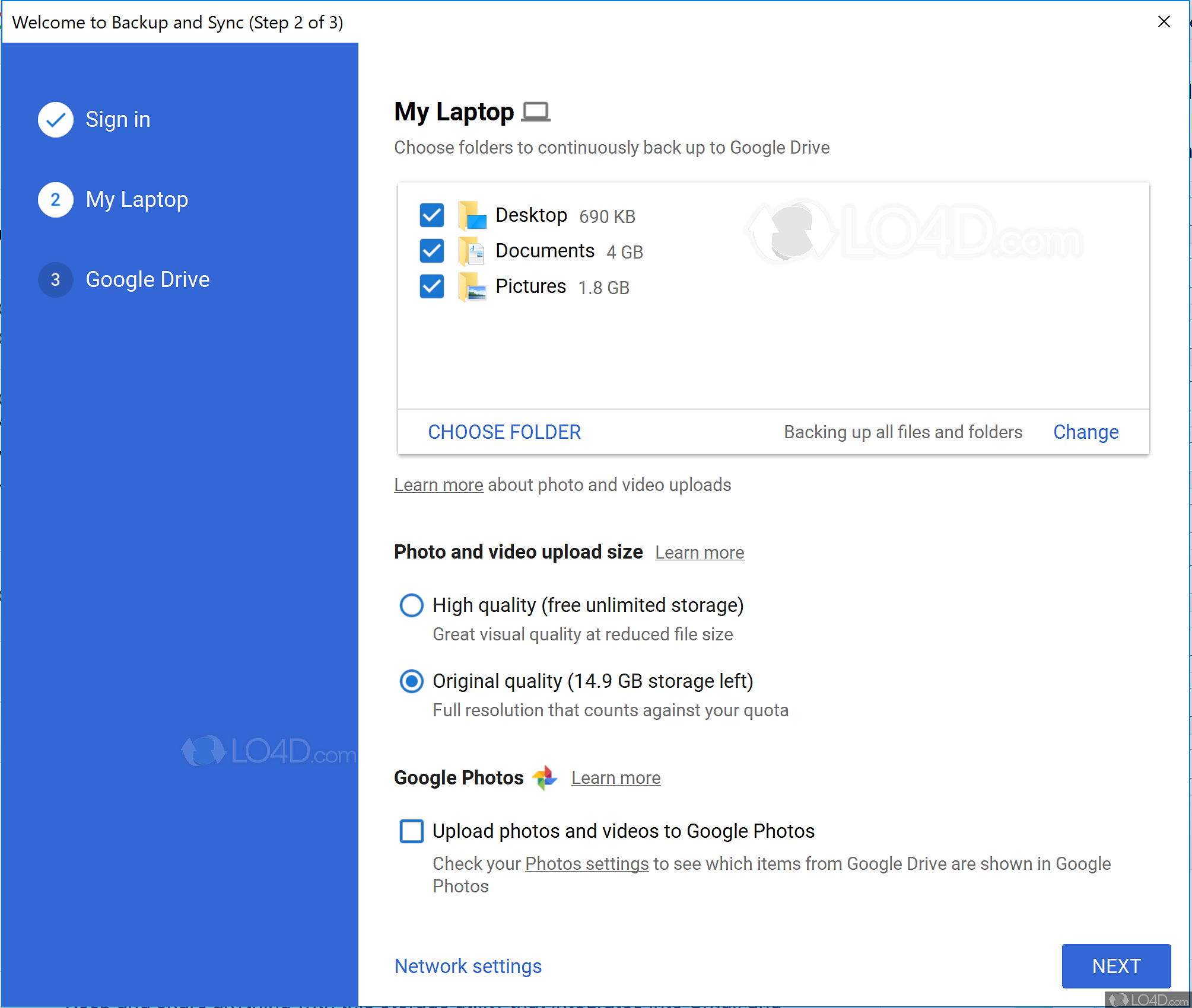 update google backup and sync