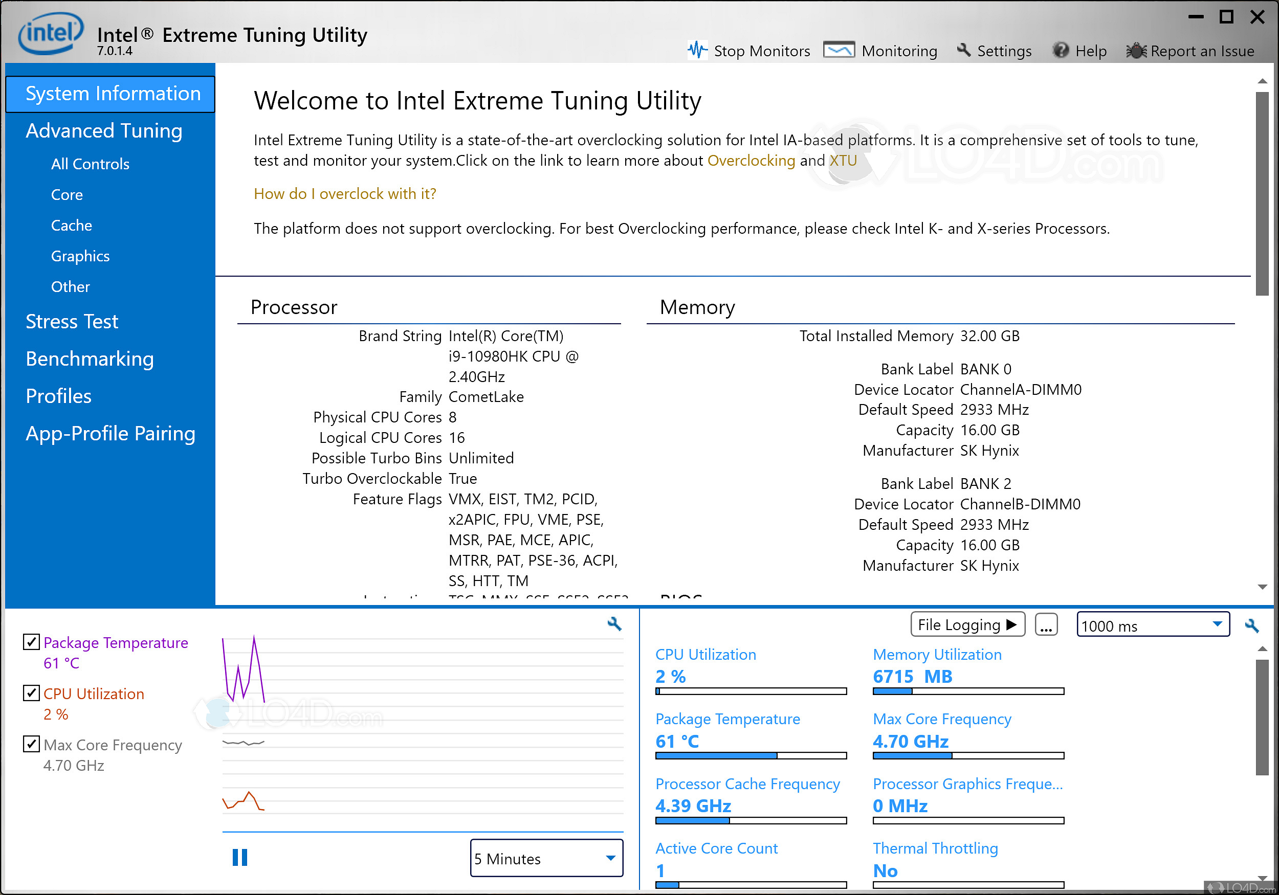 intel extreme tuning utility update