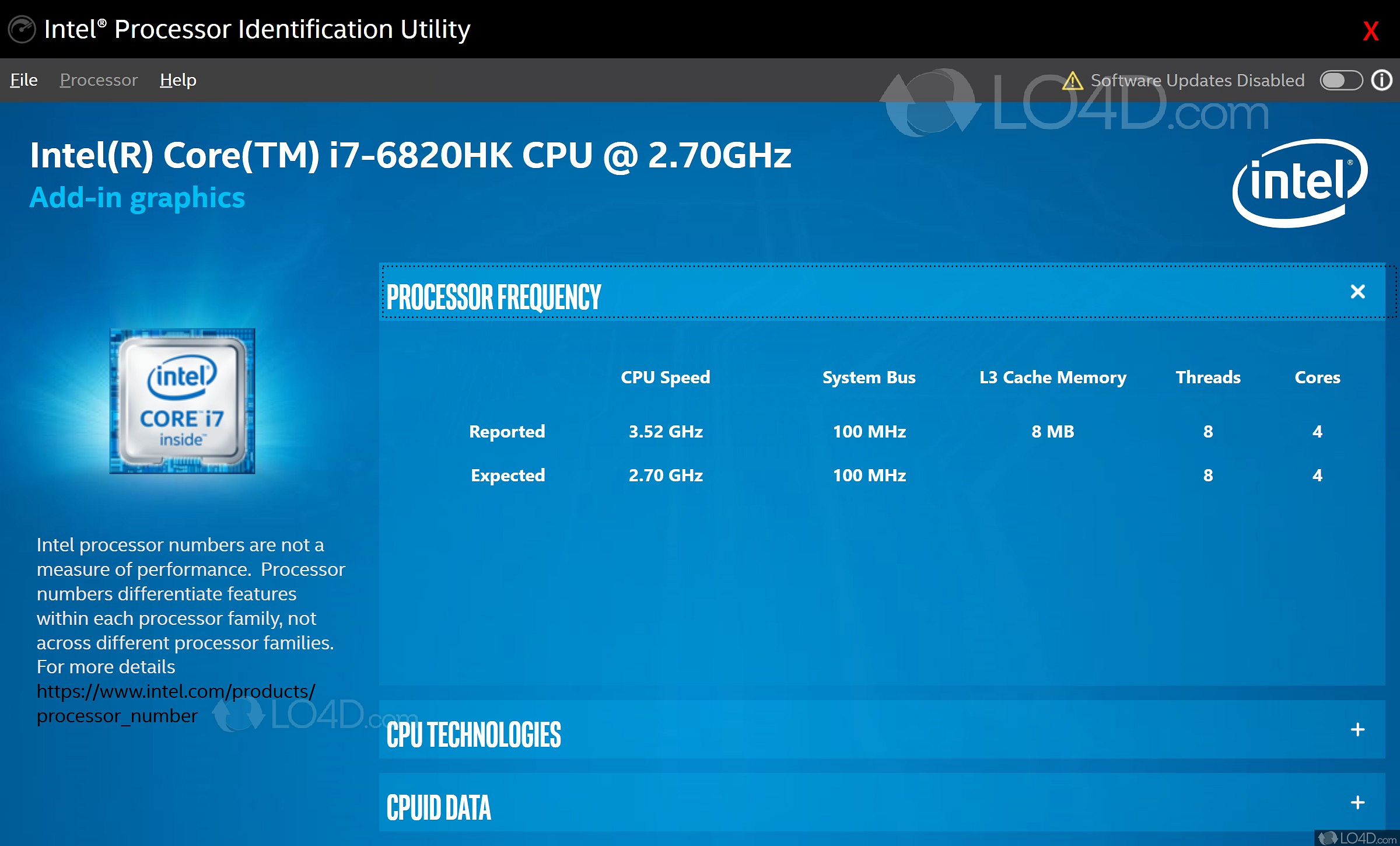 Intel Processor Identification Utility - LO4D.com
