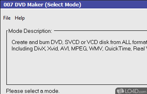 Create DVDs, VCDs and SVCDs using various types of video files without specialized knowledge, - Screenshot of 007 DVD Maker