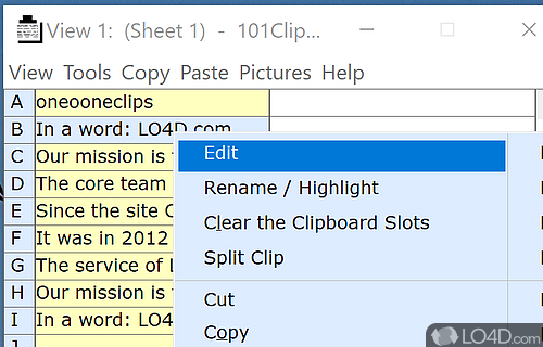 Greets you with a lightweight GUI - Screenshot of 101 Clips