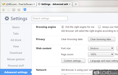 Webkit engine - Screenshot of 360 Browser