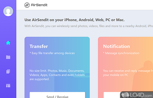 Exchange files and folders between desktop and Android device using a wireless network by just dropping the items - Screenshot of AirSendIt