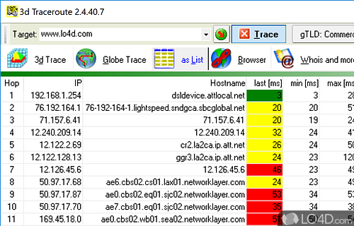 3D Traceroute screenshot