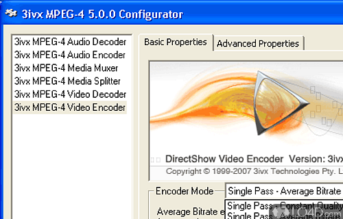 Screenshot of 3ivx D4 for Windows - User interface