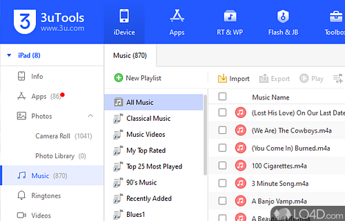 Manage music collection without the need for using iTunes - Screenshot of 3uTools