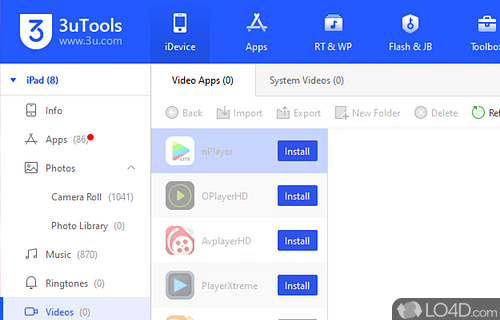 Install and uninstall apps from your iPhone or iPad from your PC - Screenshot of 3uTools