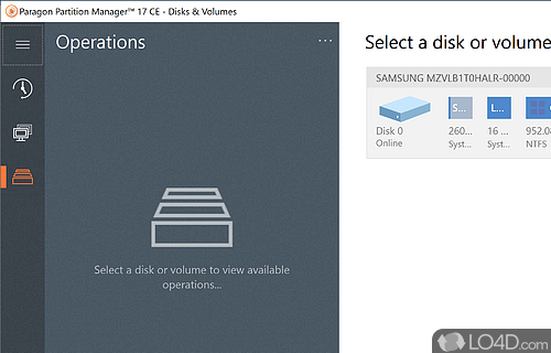 User interface - Screenshot of Paragon Partition Manager Free