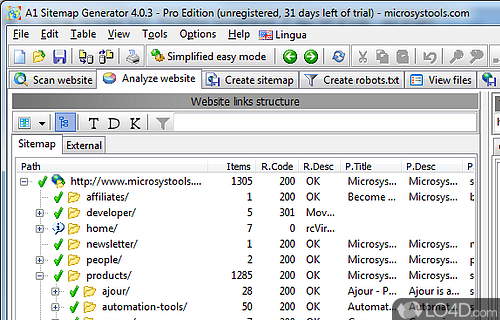 Screenshot of A1 Sitemap Generator - Performs various automatic tasks such as scan website, build sitemap