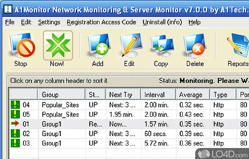 Screenshot of A1Monitor Network Monitor - User interface
