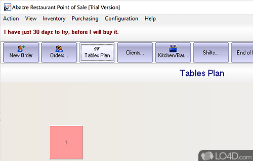 Abacre Restaurant Point of Sale Screenshot