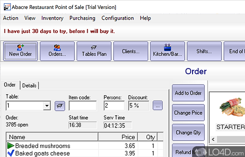 Full control over your restaurant - Screenshot of Abacre Restaurant Point of Sale