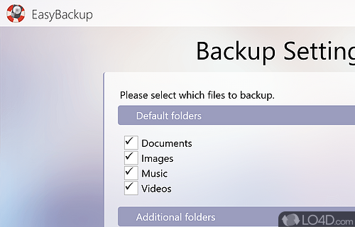 Seamlessly configure backup options - Screenshot of EasyBackup