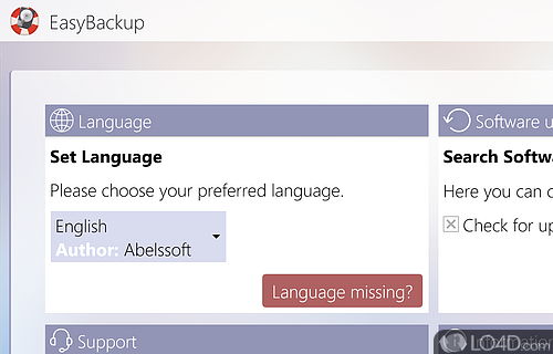 User interface - Screenshot of EasyBackup