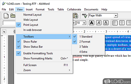 Free and simple word processing program - Screenshot of AbiWord