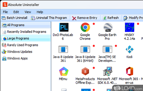 Uninstall or remove programs - Screenshot of Absolute Uninstaller