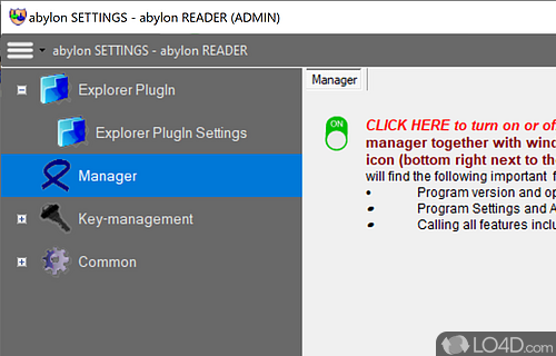 User interface - Screenshot of abylon READER