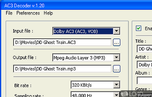 Screenshot of AC3 Decoder - Convertor for AC3 files to WAV, MP3, WMA