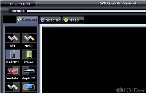 Screenshot of Acala DVD Ripper Professional - Rip DVD discs and convert movies AVI, MPEG, WMV, MP4, 3GP and other types of files