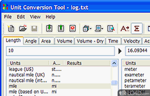 Screenshot of AccelWare Unit Conversion Tool - User interface