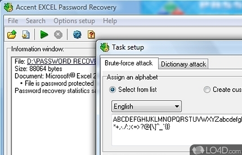 Accent EXCEL Password Recovery Screenshot