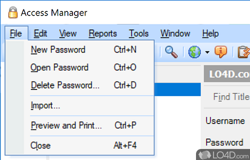 Securing your passwords - Screenshot of Access Manager