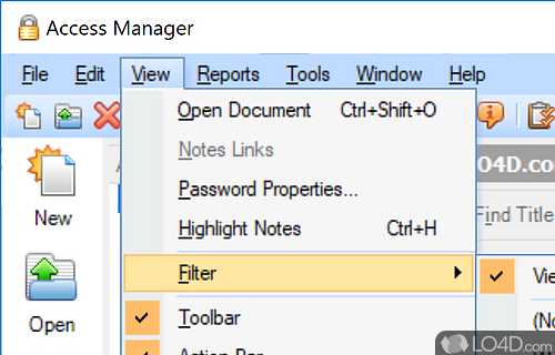 User interface - Screenshot of Access Manager