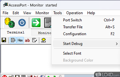 Monitoring options - Screenshot of AccessPort