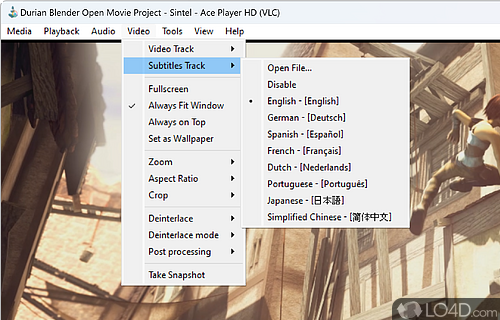 Access to both external and internal subtitle tracks - Screenshot of ACE Stream Media