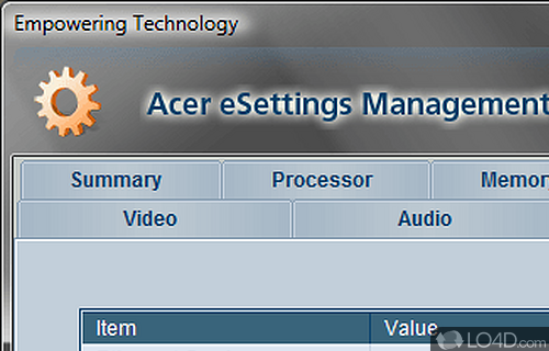 Acer eSettings Management Screenshot