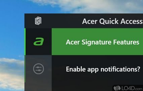 Screenshot of Acer Quick Access - User interface
