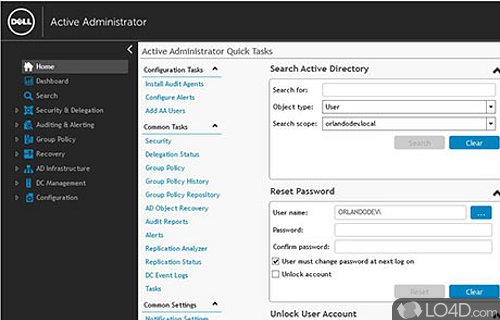 Screenshot of Active Administrator - User interface
