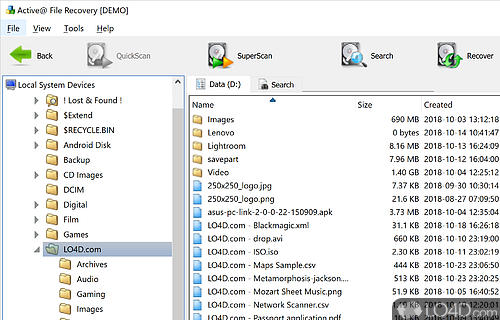Can recover files coming in various formats - Screenshot of Active File Recovery