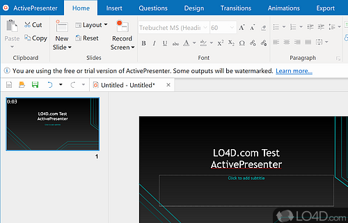 Free screencasting and eLearning software - Screenshot of ActivePresenter Free