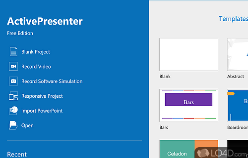 Allows users to record their screen activity and design interactive presentations by inserting text messages - Screenshot of ActivePresenter Free