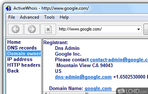 ActiveWhois Browser Screenshot