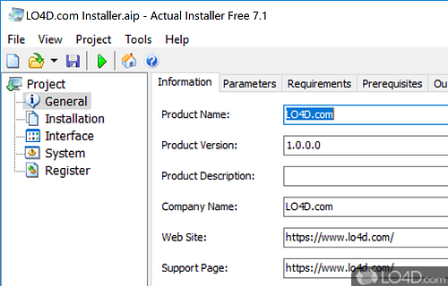 Create numerous installers, without the need to script, but by simply filling out the necessary details in the forms, quickly - Screenshot of Actual Installer Free