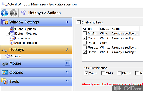Create hotkeys and enable a multi-monitor taskbar - Screenshot of Actual Window Minimizer