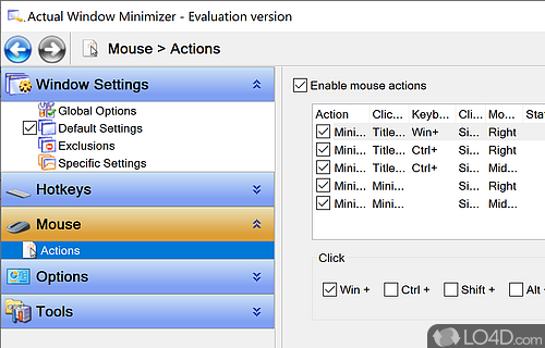 Create several profiles, divide the desktop and keep logs - Screenshot of Actual Window Minimizer