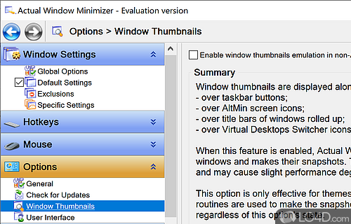 User interface - Screenshot of Actual Window Minimizer