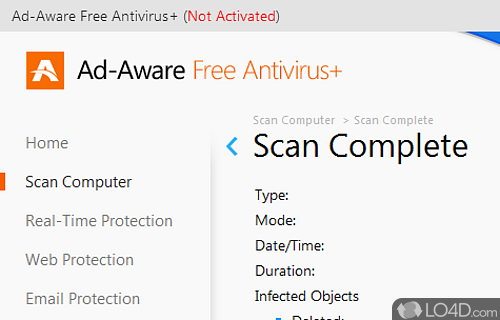 Real time protection with advanced settings - Screenshot of Adaware Antivirus Free